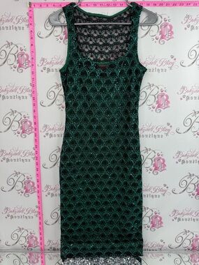 Voodoo Vixen dress sequins sparkly Emerald Green Lace Overlay Midi Dress